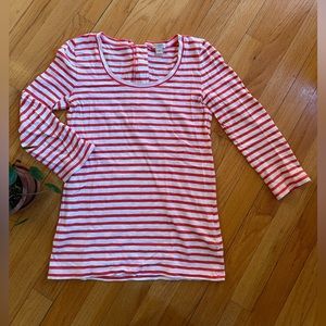 👚* 3 for $10! J Crew Knit Shirt Stripes Womens XS Cotton 3/4 Sleeves Zipper Back